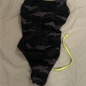 Athleta Black and Gray Camo One Piece Swimsuit